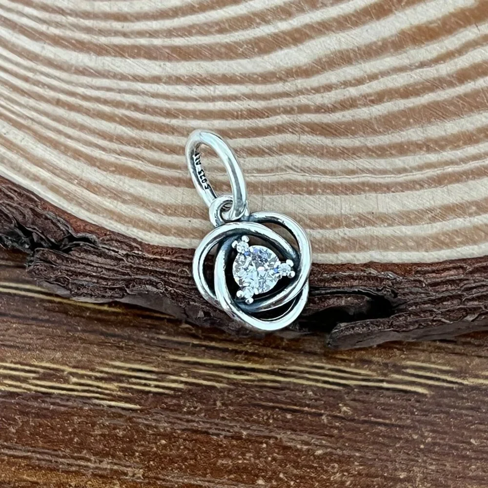 Pandora April Clear Eternity Circle Dangle Charm - Picture 2 of 3